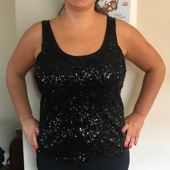 J.Crew Black Festive Sequin Tank Size L - Picture 6 of 8